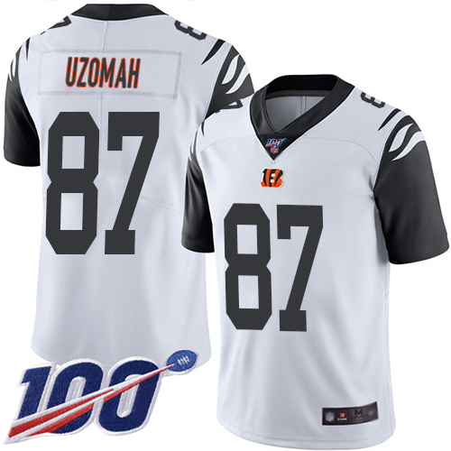 Cincinnati Bengals Limited White Men C J  Uzomah Jersey NFL Footballl #87 100th Season Rush Vapor Untouchable